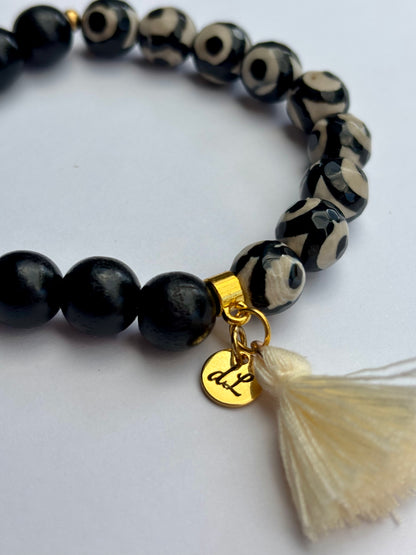 Armband Dzi-Achat Perle schwarz