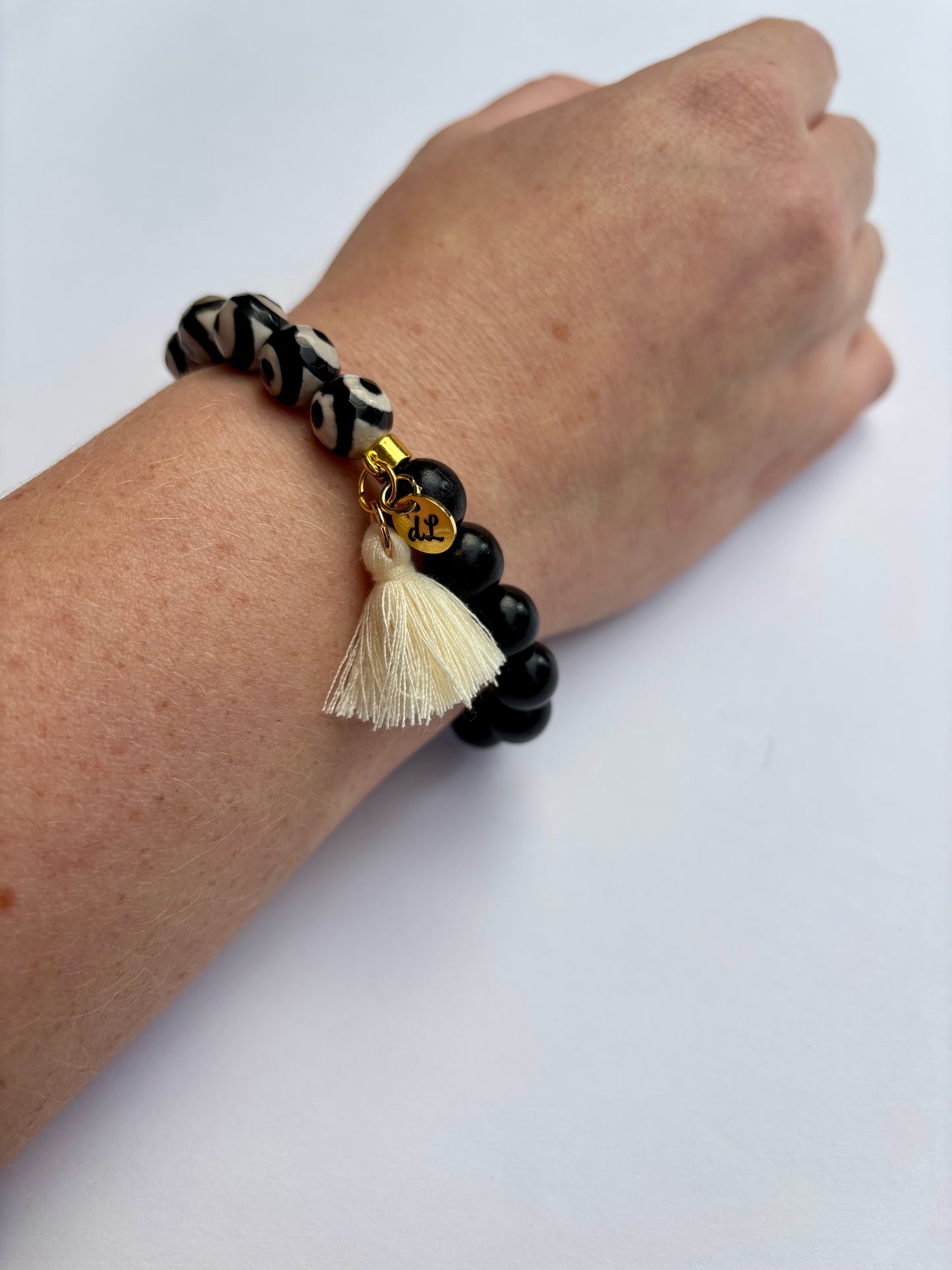 Armband Dzi-Achat Perle schwarz