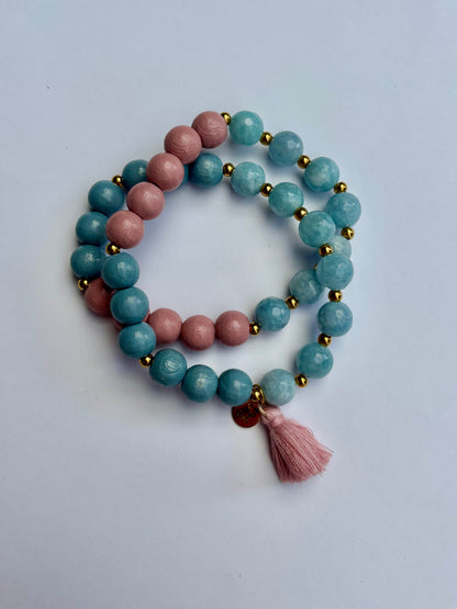 Doppel-Armband Aquamarin-Jade